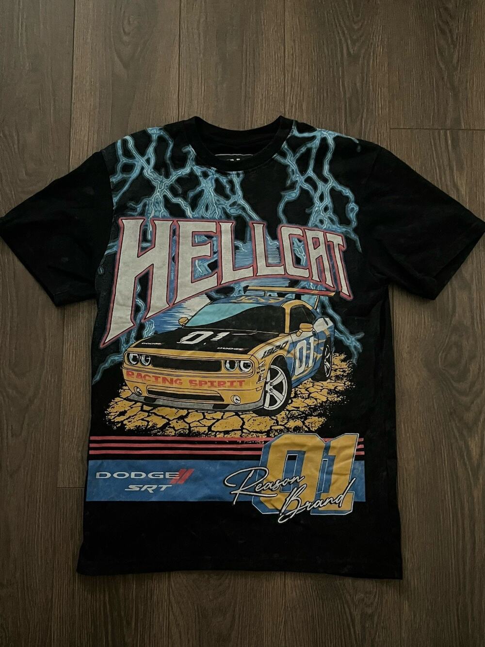 Dodge x Reason Hellcat lightening T-Shirt Large Limited Edition Muscle Car